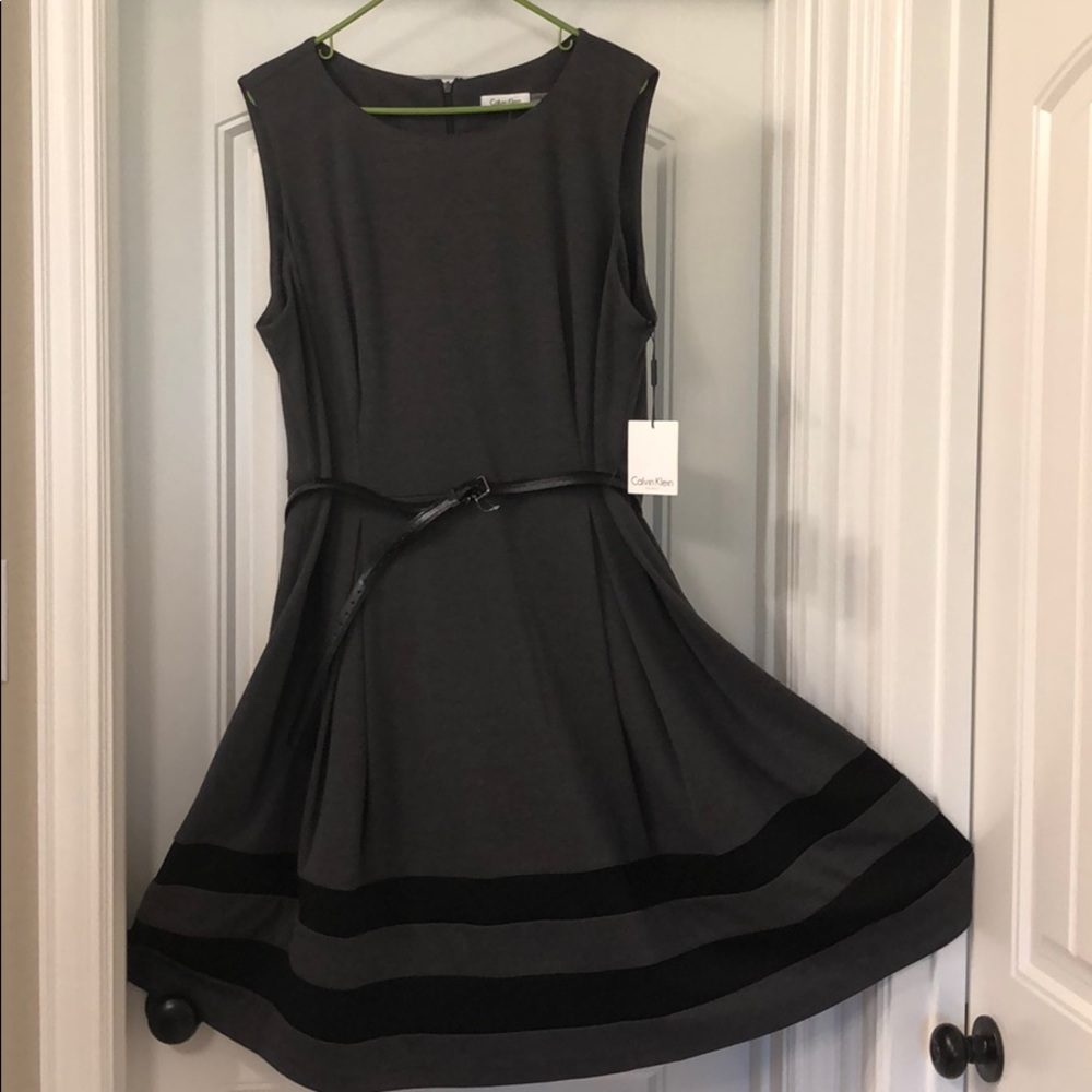 Sleeveless Charcoal Grey Swing Dress